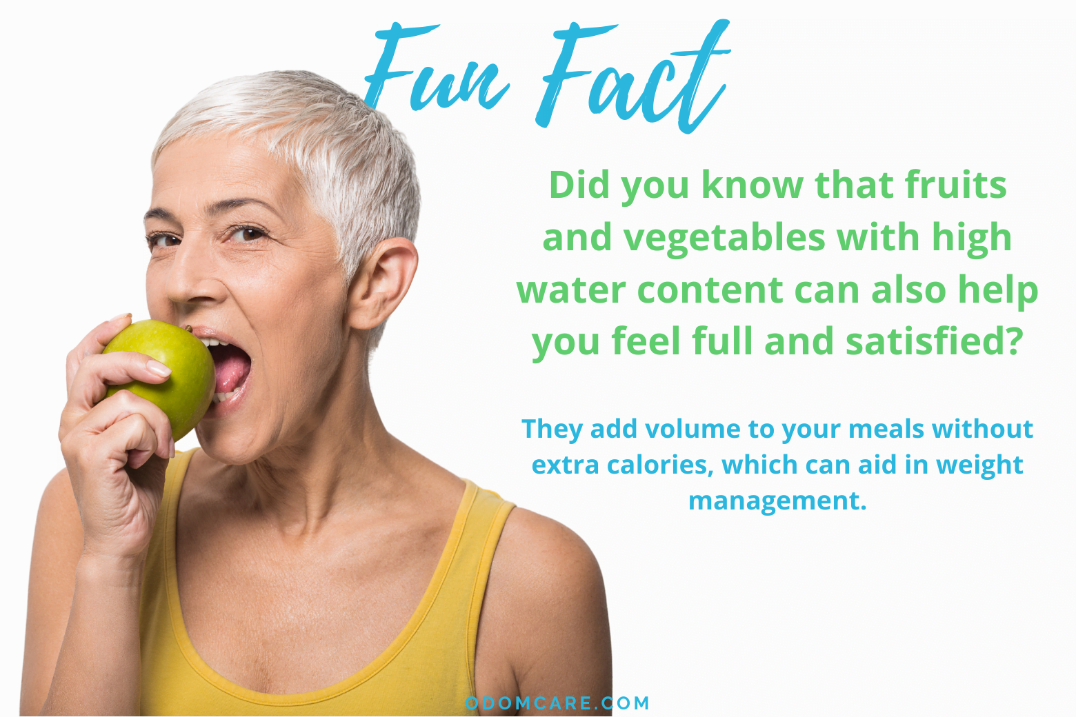 Woman eating a green apple.